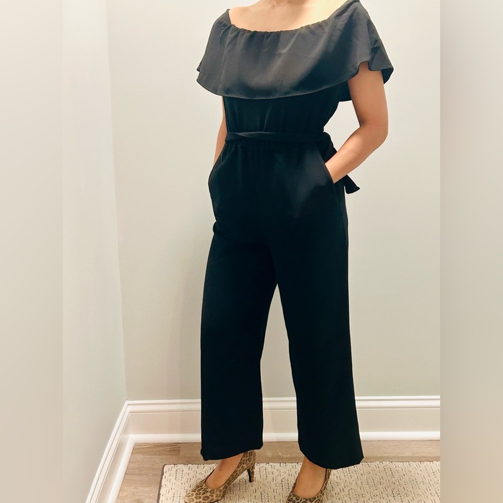 (Almost New) Ann Taylor Black Off-Shoulder Jumpsuit